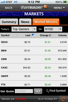 sharebuilder iphone app market gainers menu