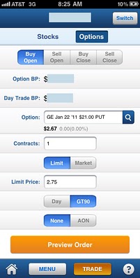 firstrade iphone app options order entry menu
